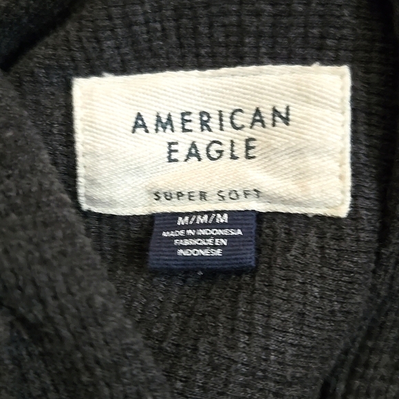 New American Eagle Navy Blue Super Soft Long-Sleeve Hooded Thermal Shirt. M - Picture 14 of 15